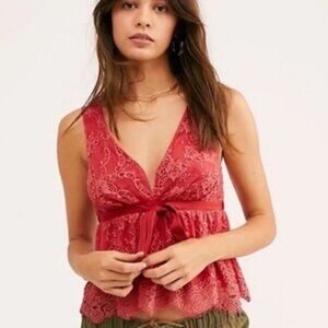 Free People Chante Lace Tank in Frenchie Kiss Small NWT